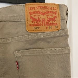 LEVI’S Men’s 513 Light Gray Slim Straight Denim Jeans 34x30